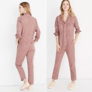 NWOT Madewell Washed Pink Dried Rosebud Long Sleeve Coverall Utility Jumpsuit